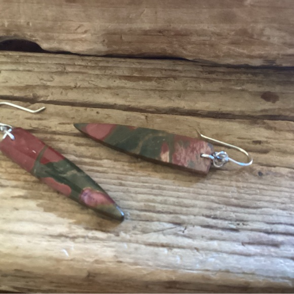 Sterling Silver and Jasper Earrings - Picture 1 of 6